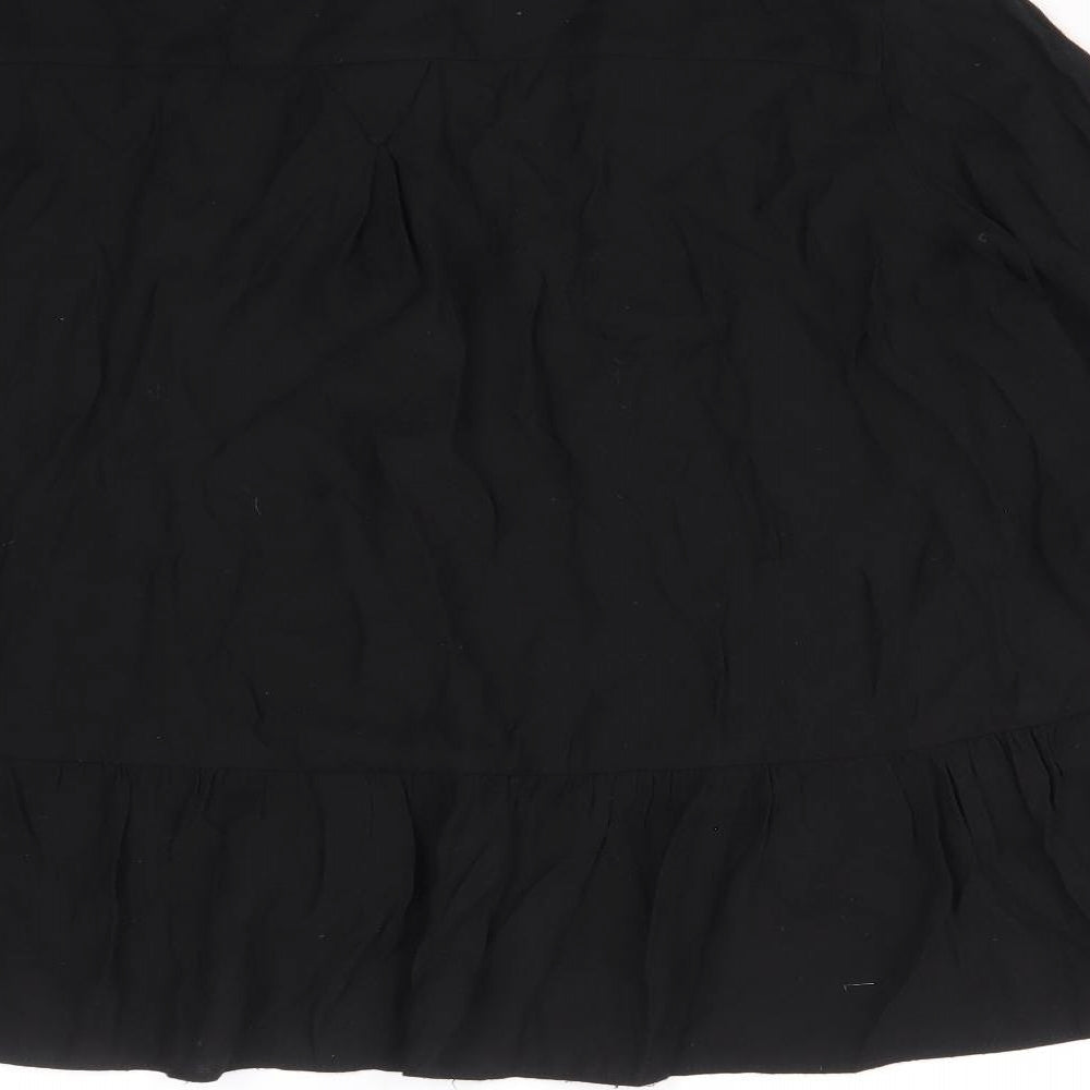 Topshop Womens Black Viscose Basic Button-Up Size 10 Collared