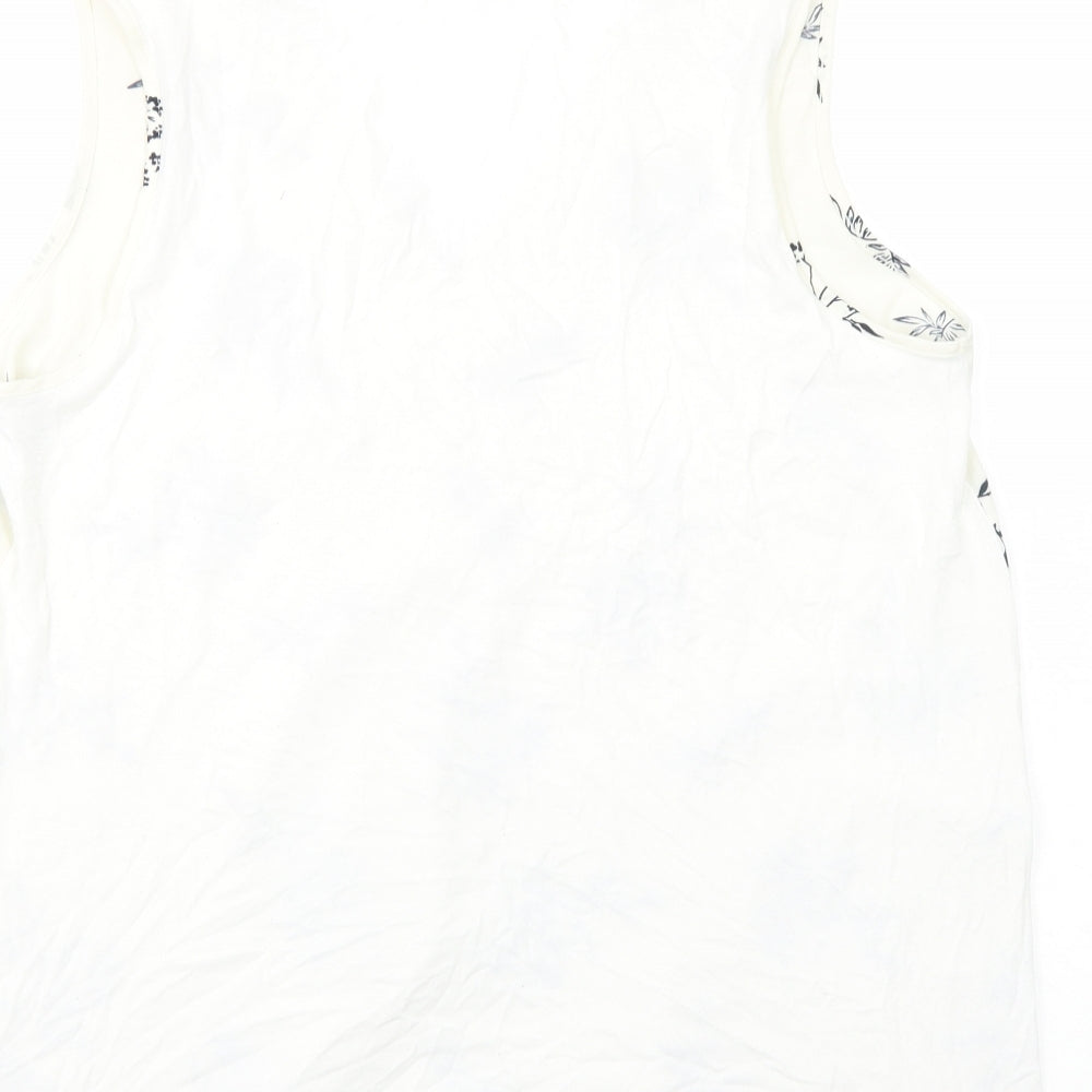 Marks & Spencer Womens Ivory Floral Viscose Basic Tank Size 16 V-Neck