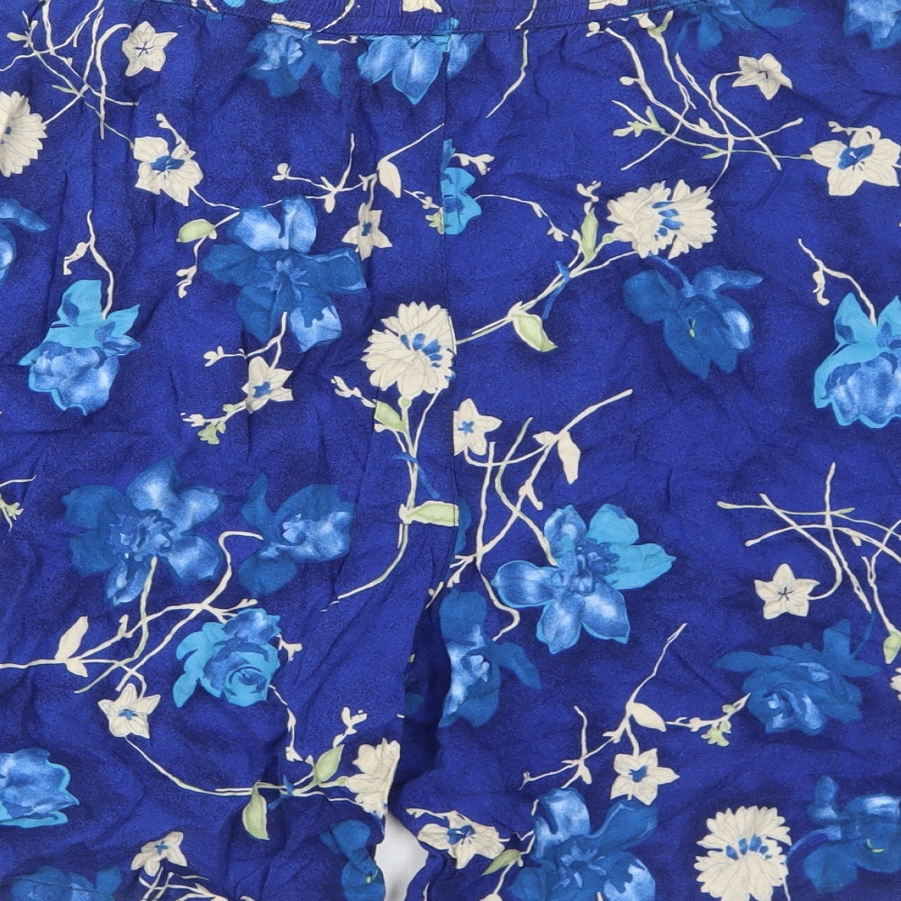 DPS Womens Blue Floral Viscose Bermuda Shorts Size L Regular Pull On
