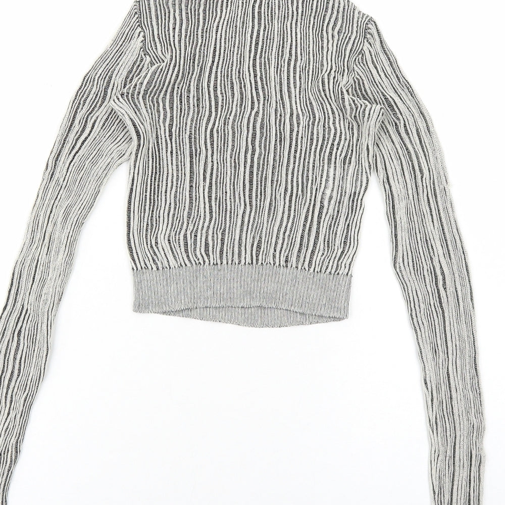 Zara Womens Grey Roll Neck Viscose Pullover Jumper Size S Pullover