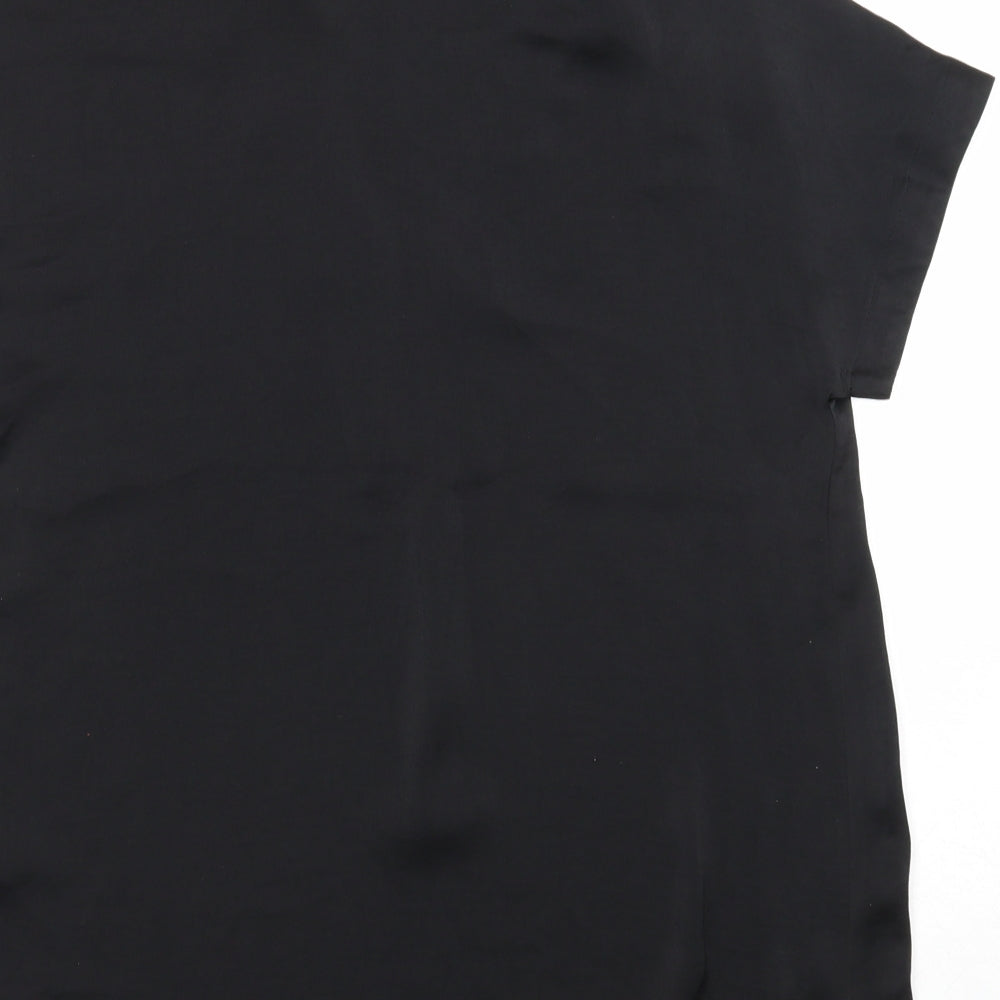 Marks & Spencer Womens Black Polyester Tunic Blouse Size 6 Collared
