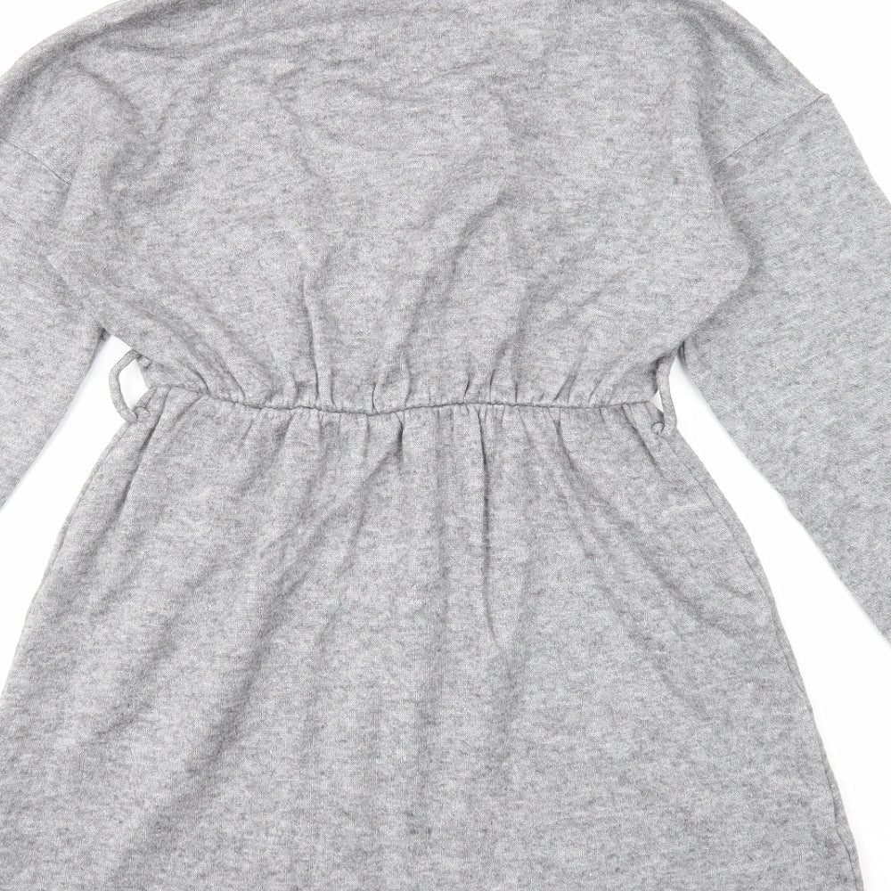 Very Womens Grey Viscose Jumper Dress Size 8 High Neck Pullover