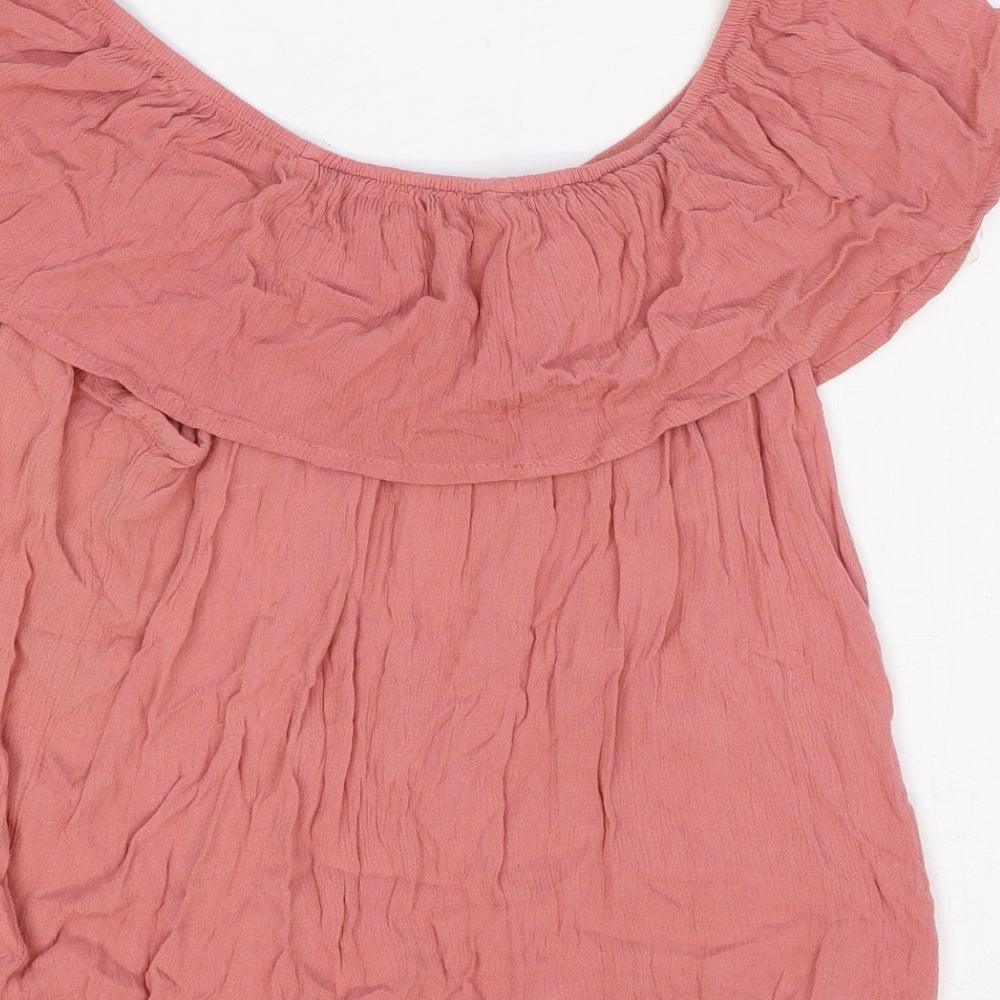 Garage Womens Pink Viscose Basic Blouse Size 10 Off the Shoulder - Bardot