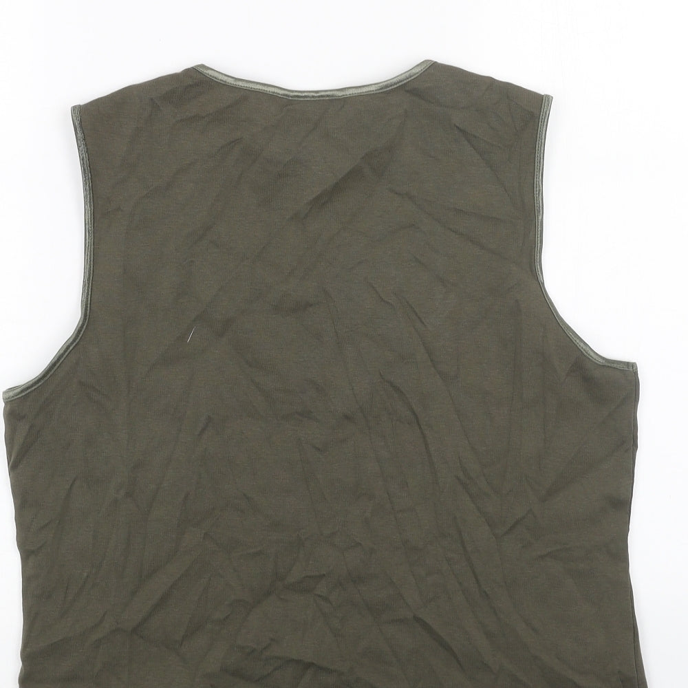 Country Casuals Womens Green Cotton Basic Tank Size L Round Neck