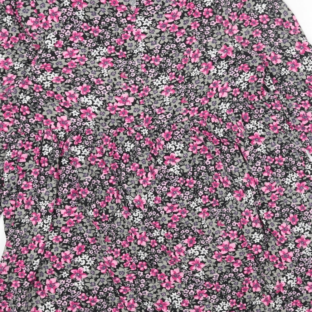 ASOS Womens Pink Floral Cotton Fit & Flare Size 4 Round Neck Pullover