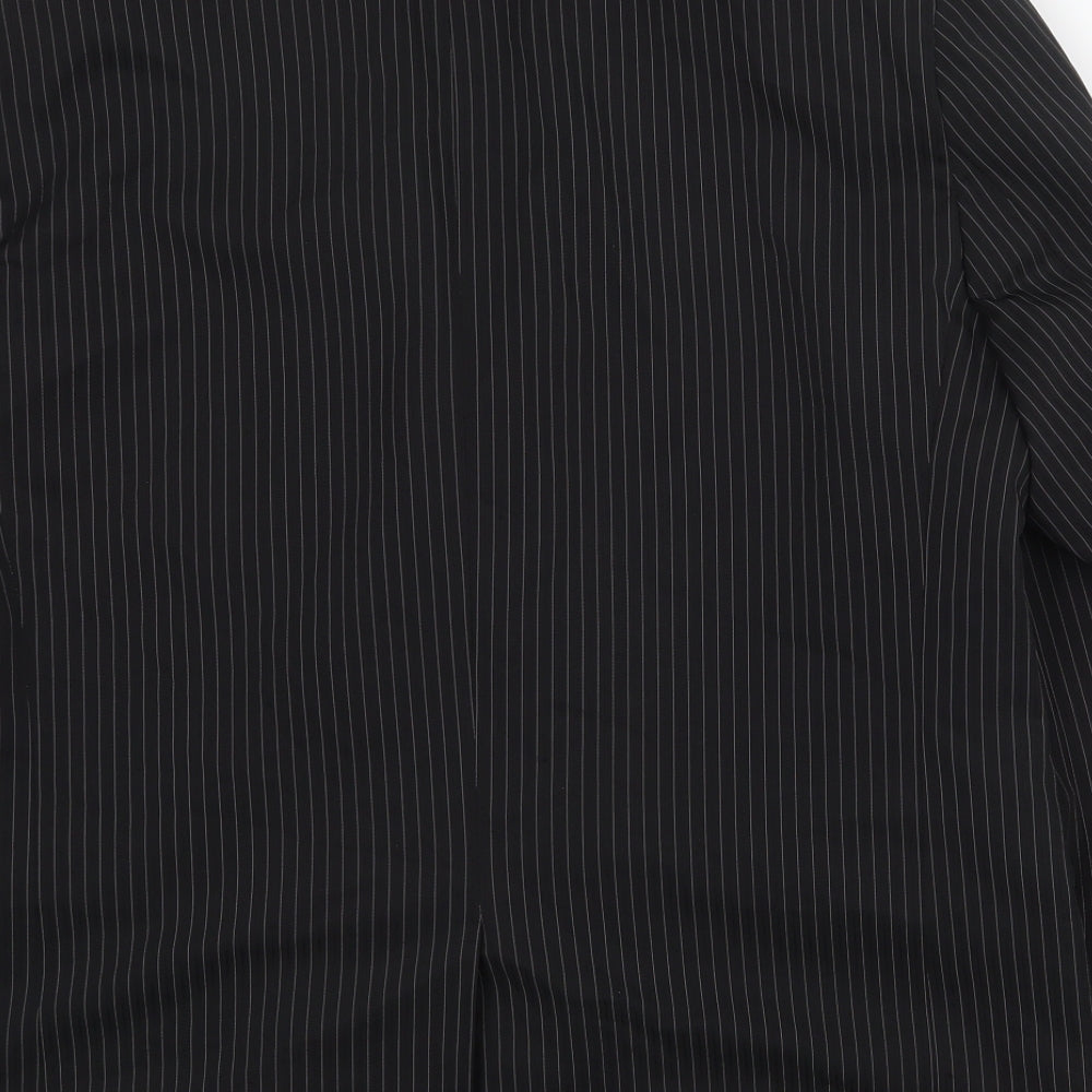 Preworn Mens Black Striped Polyester Jacket Suit Jacket Size 40 Regular