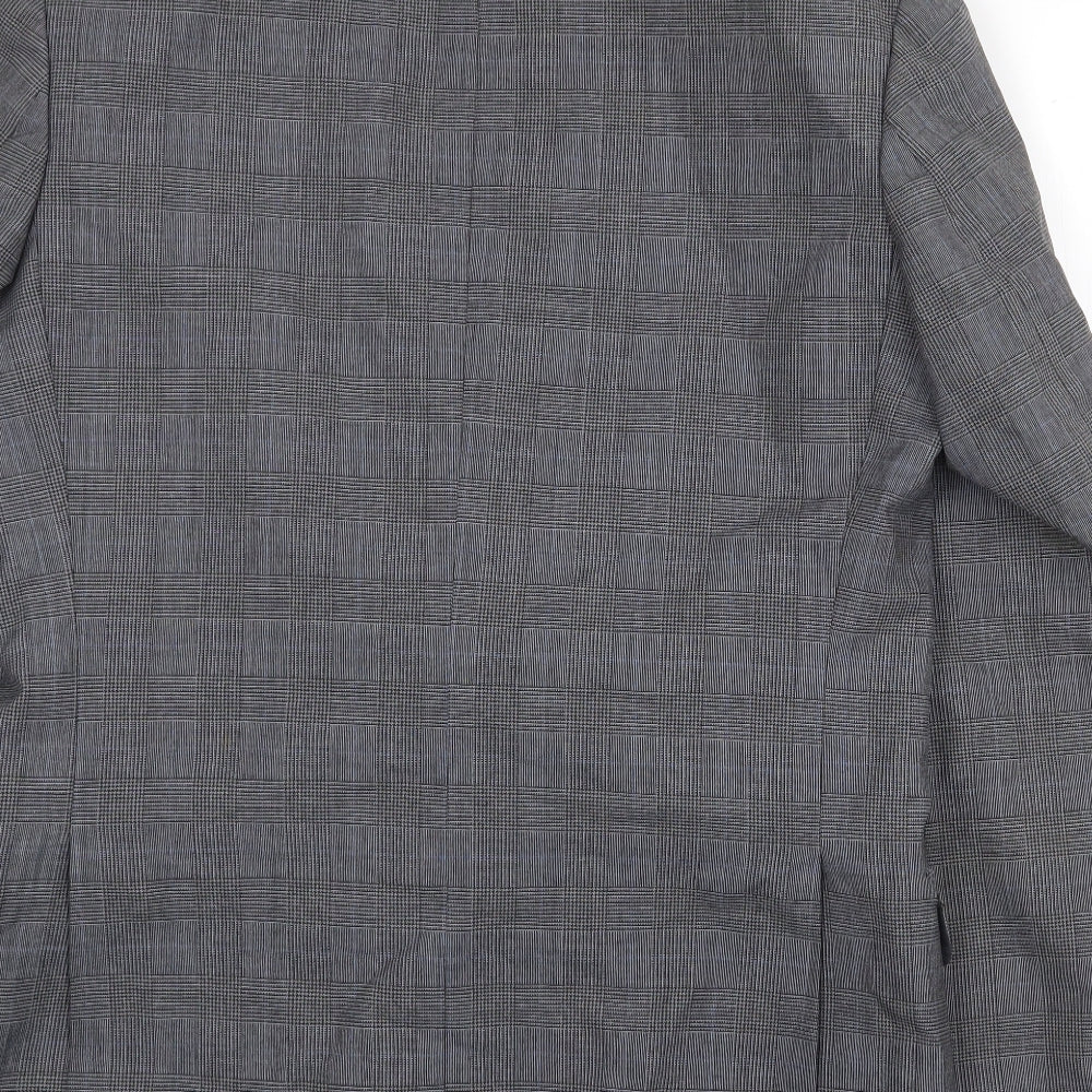 Canda Mens Grey Plaid Wool Jacket Suit Jacket Size 38 Regular