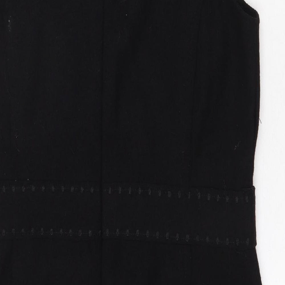 Fransa Womens Black Viscose A-Line Size L Round Neck Zip