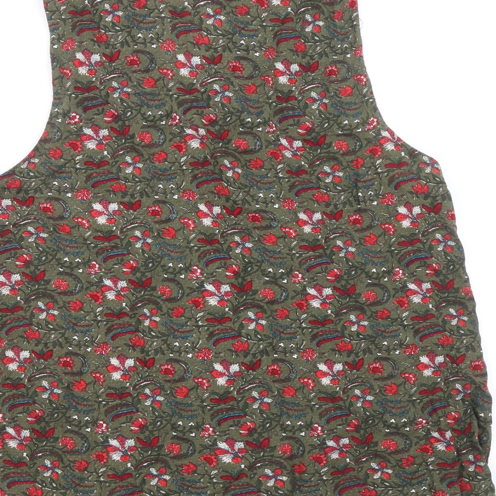 CTF Womens Green Floral Polyester Basic Tank Size L V-Neck