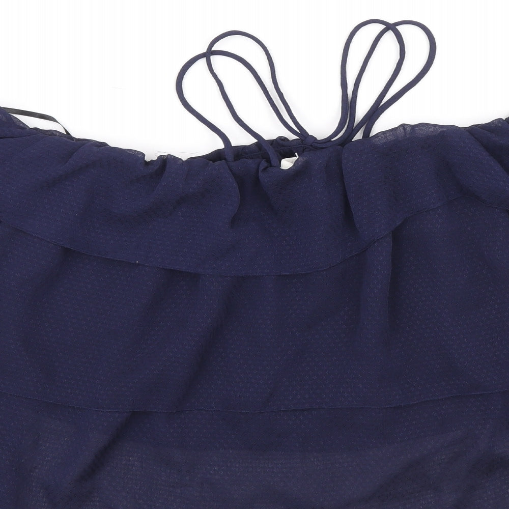 H&M Womens Blue Polyester Cropped Blouse Size 16 Off the Shoulder - Bardot