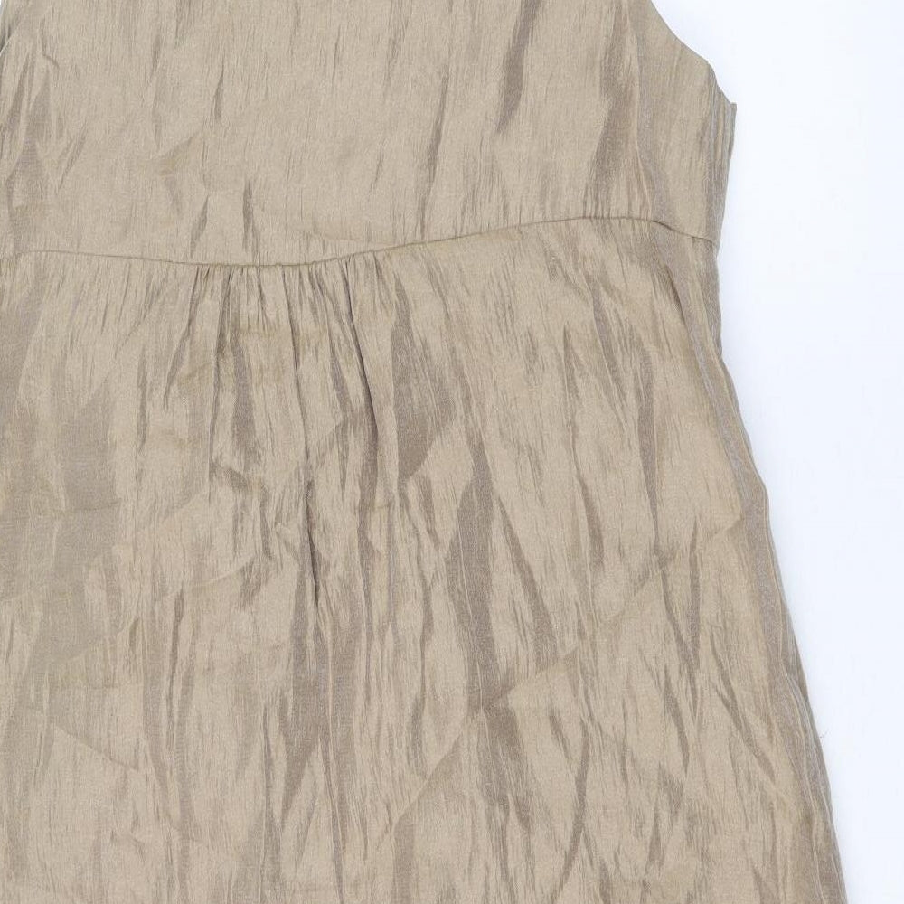 Et Vous Womens Gold Viscose A-Line Size 16 Round Neck Zip