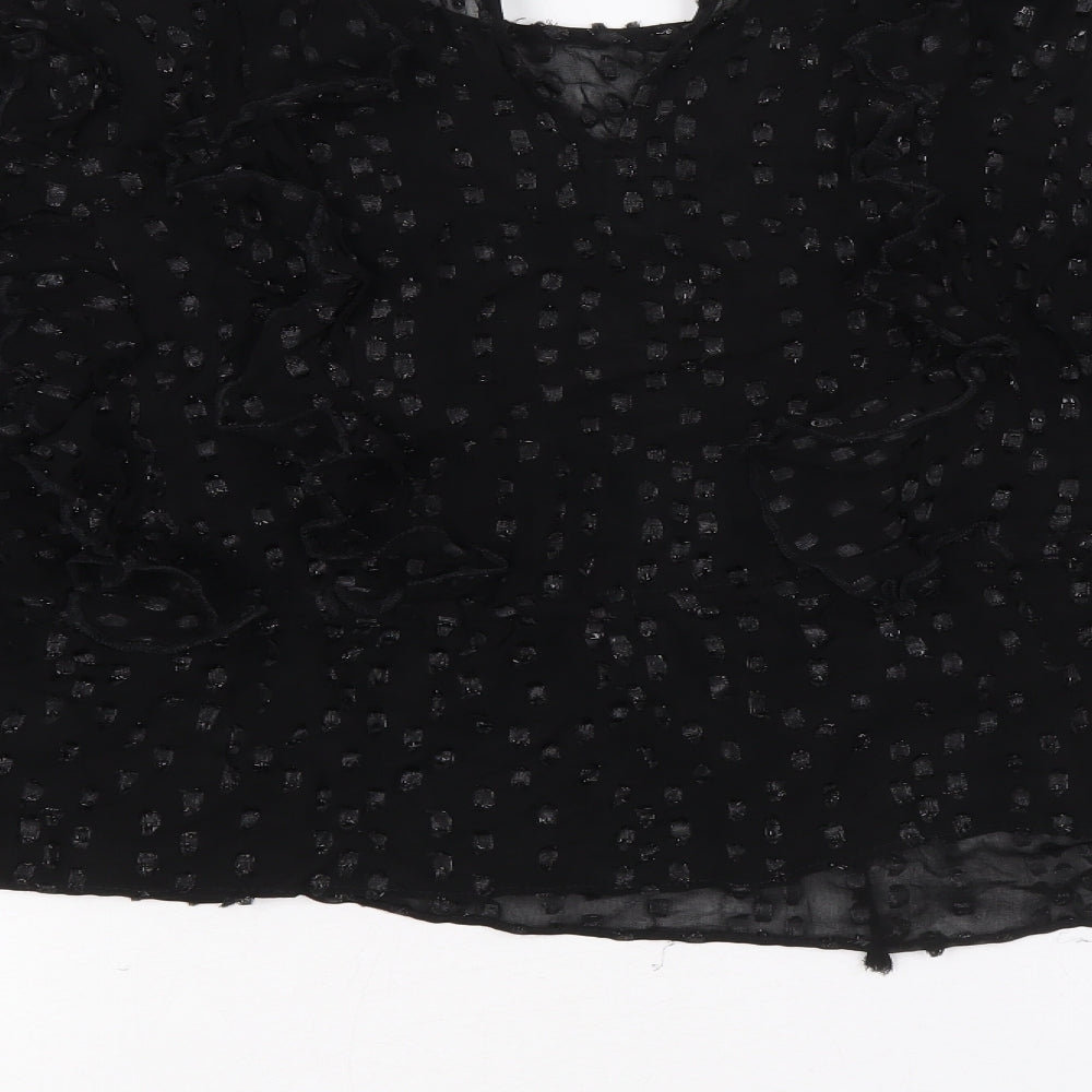 H&M Womens Black Polyester Basic Blouse Size XS V-Neck