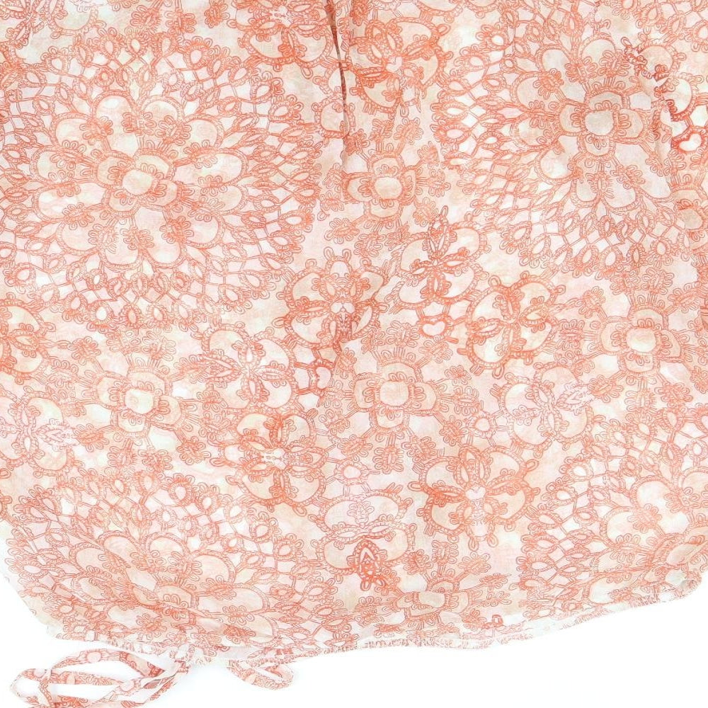 Dorothy Perkins Womens Orange Geometric Polyester Basic Blouse Size 8 Round Neck - Lace Detail