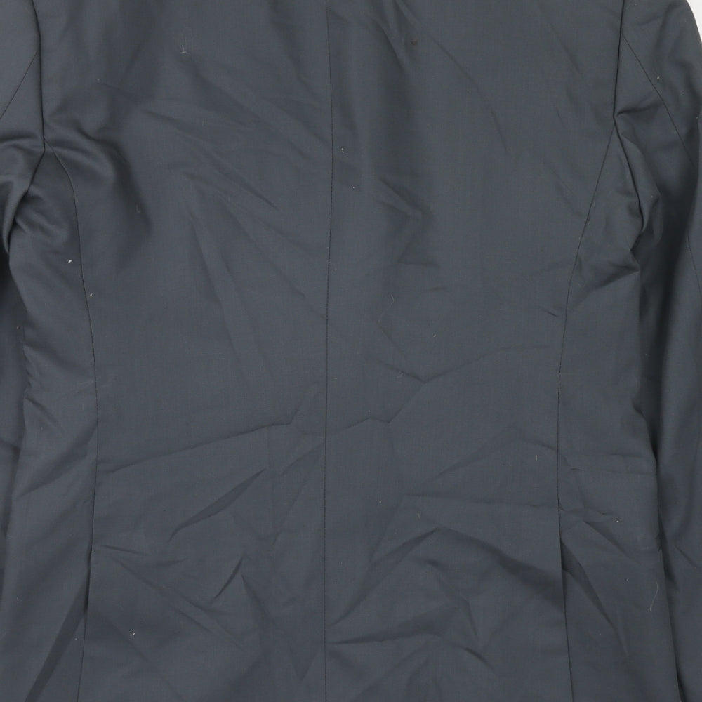Preworn Mens Grey Polyester Jacket Suit Jacket Size 36 Regular
