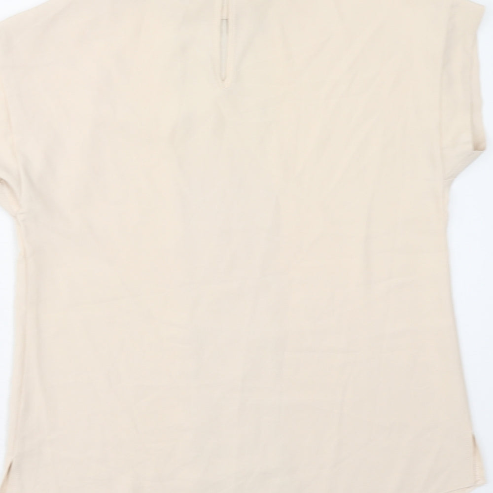 New Look Womens Beige Polyester Basic Blouse Size 8 Roll Neck - Lace Detail