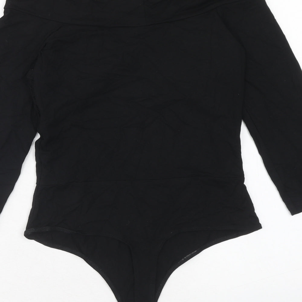 ASOS Womens Black Viscose Bodysuit One-Piece Size 8 Snap