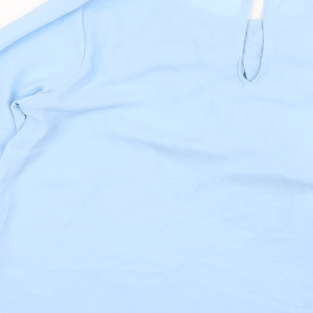Millenium Womens Blue Polyester Basic Blouse Size M Boat Neck