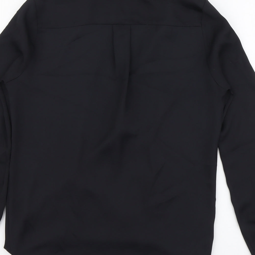 River Island Womens Black Polyester Basic Blouse Size 6 Collared
