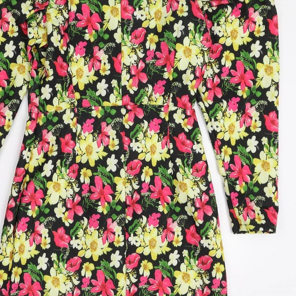 Naked Womens Multicoloured Floral Polyester A-Line Size 6 Round Neck Pullover