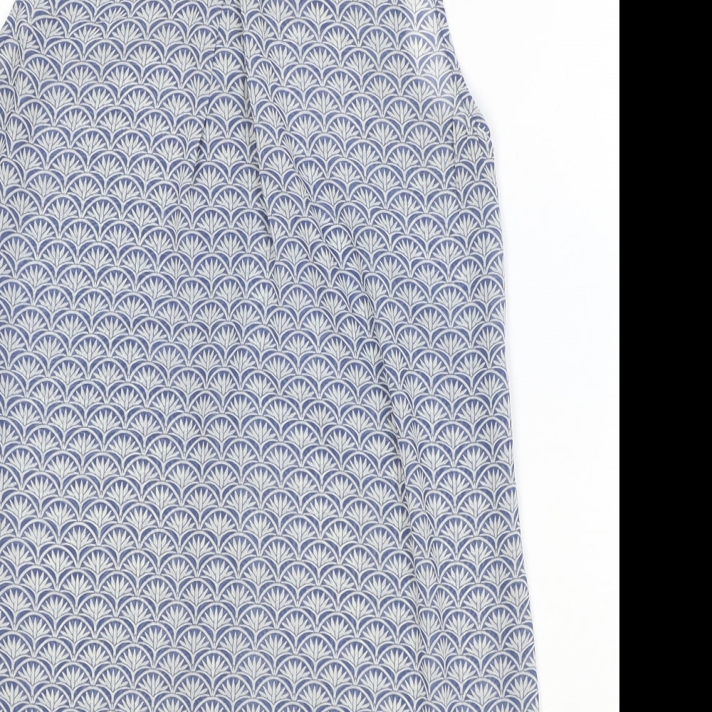 H&M Womens Blue Geometric Polyester Basic Button-Up Size 8 Collared