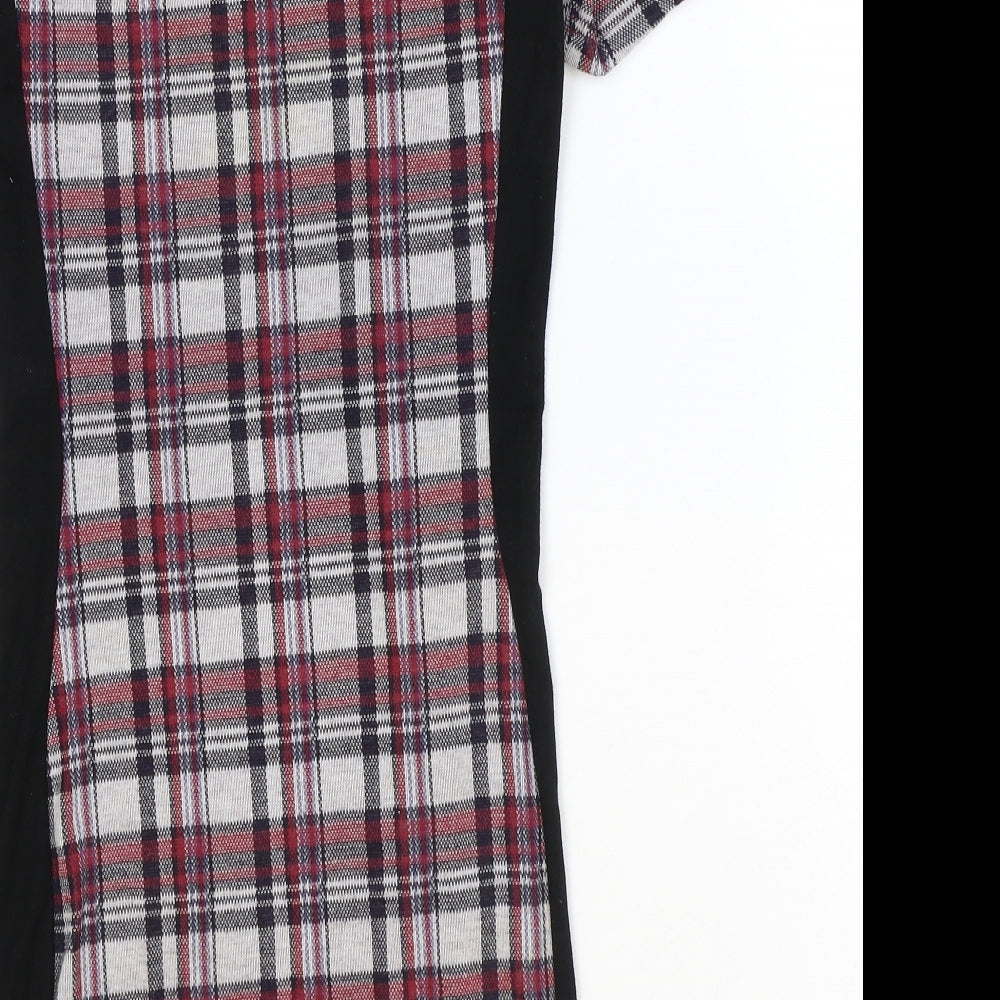 Topshop Womens Multicoloured Plaid Polyester A-Line Size 10 Round Neck Pullover