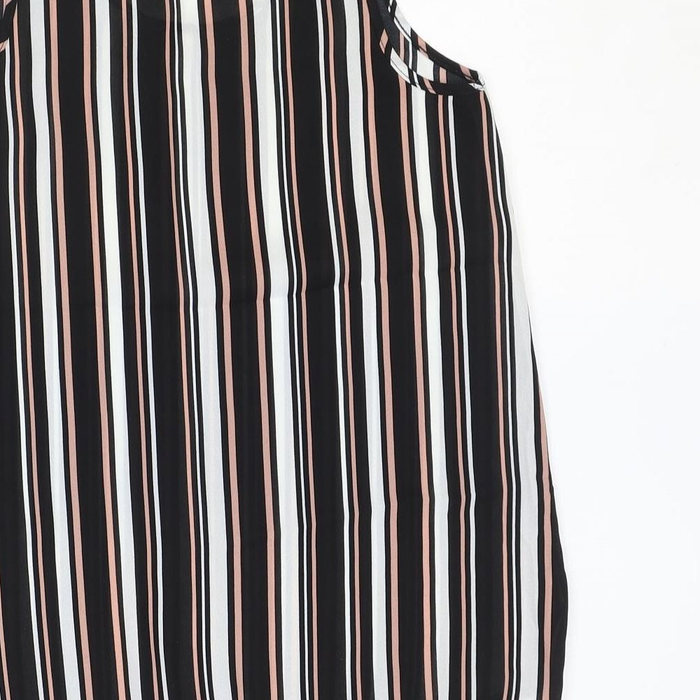 Atmosphere Womens Black Striped Polyester Basic Tank Size 8 Scoop Neck
