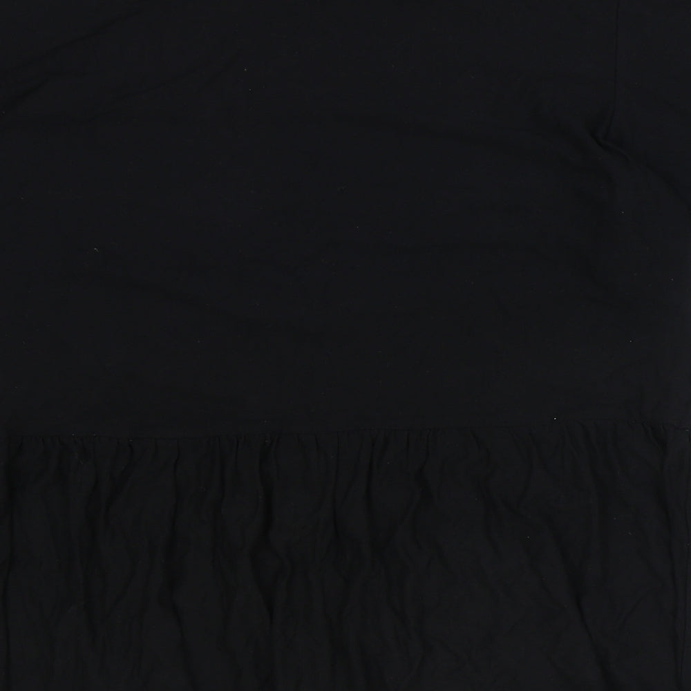 New Look Womens Black Viscose Basic T-Shirt Size 12 Scoop Neck - Smock