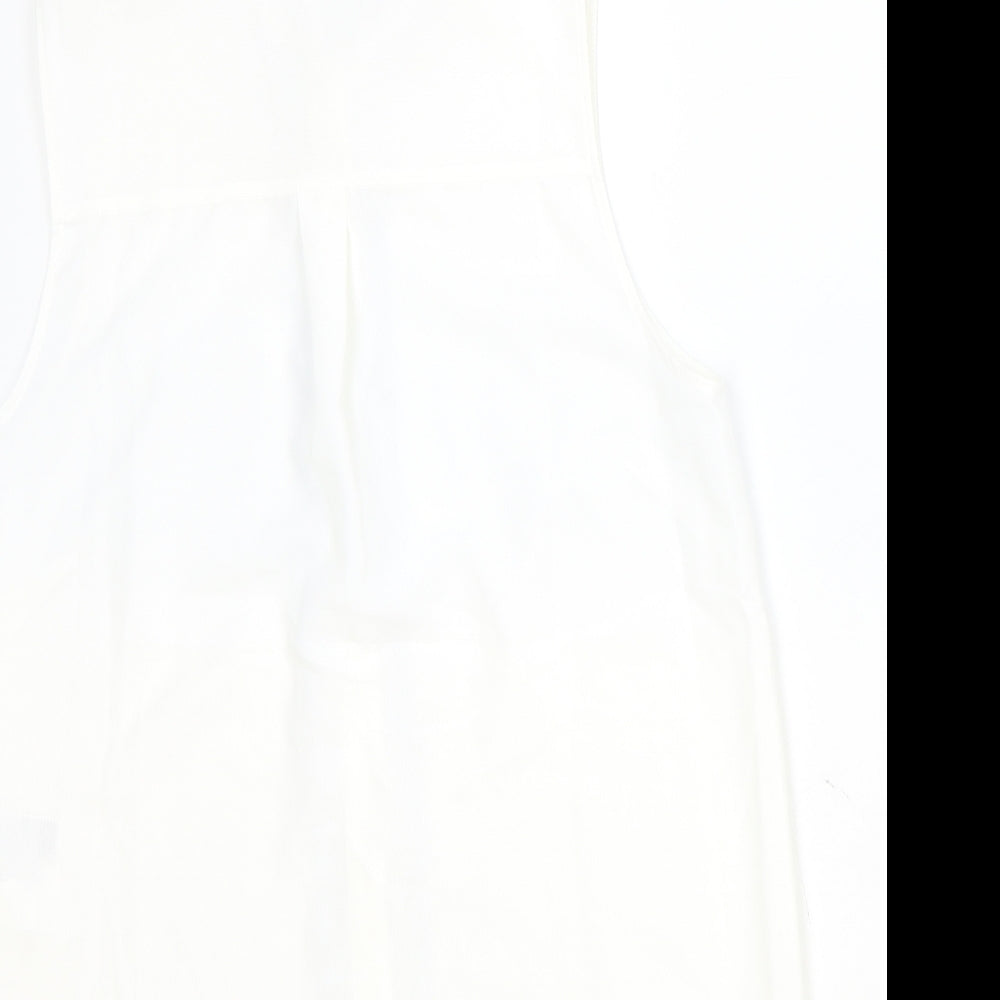 H&M Womens Ivory Polyester Basic Button-Up Size 8 Round Neck