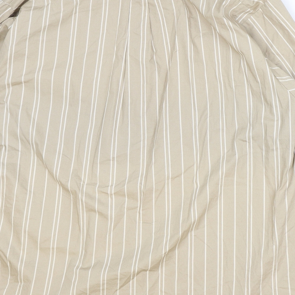 COLLUSION Womens Brown Striped 100% Cotton Basic Button-Up Size 8 Collared
