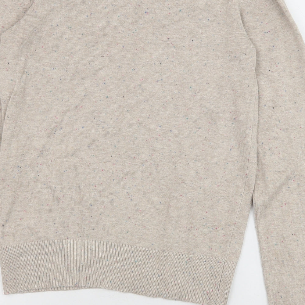 H&M Womens Beige Boat Neck Chlorofibre Pullover Jumper Size XS - Multicolour Fleck