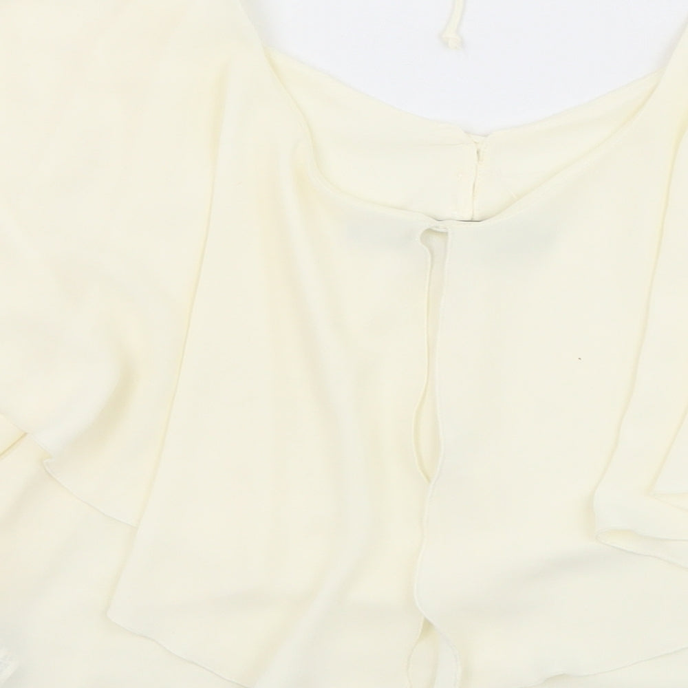 Zara Womens Ivory Polyester Basic Blouse Size M V-Neck
