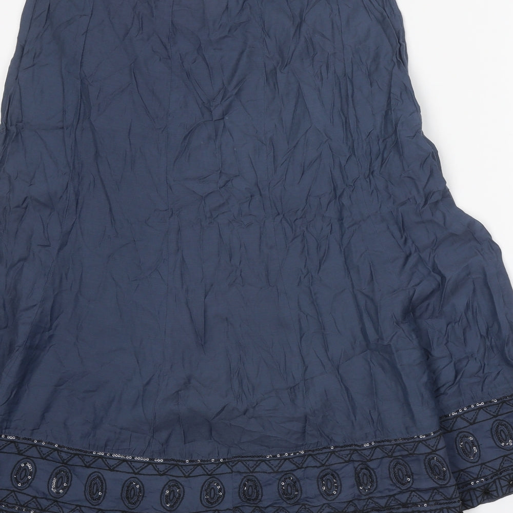 Preworn Womens Blue Geometric Cotton Swing Skirt Size 29 in