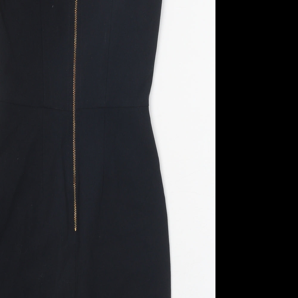 Closet Womens Black Polyester A-Line Size 10 Round Neck Zip
