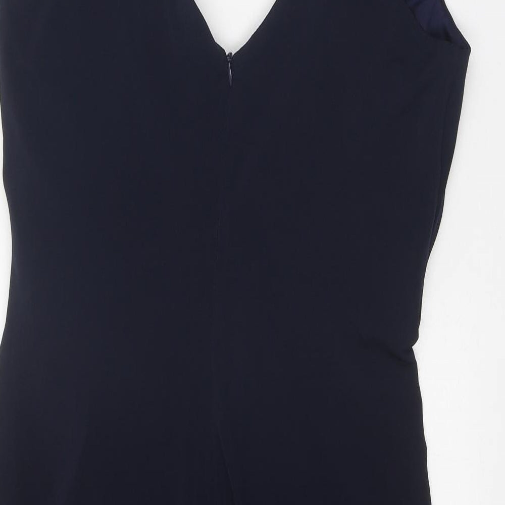 M&Co Womens Blue Polyester A-Line Size 12 V-Neck Zip
