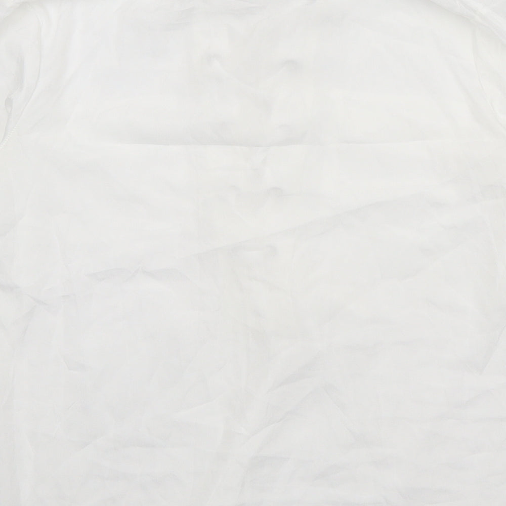 Preworn Womens White Polyester Basic Blouse Size M Collared