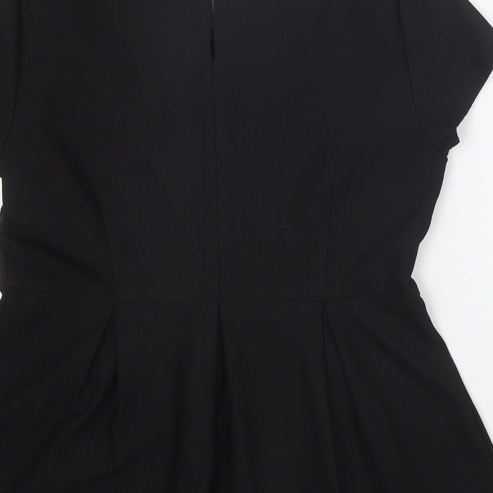 YAS Womens Black Polyester Basic T-Shirt Size 12 Round Neck