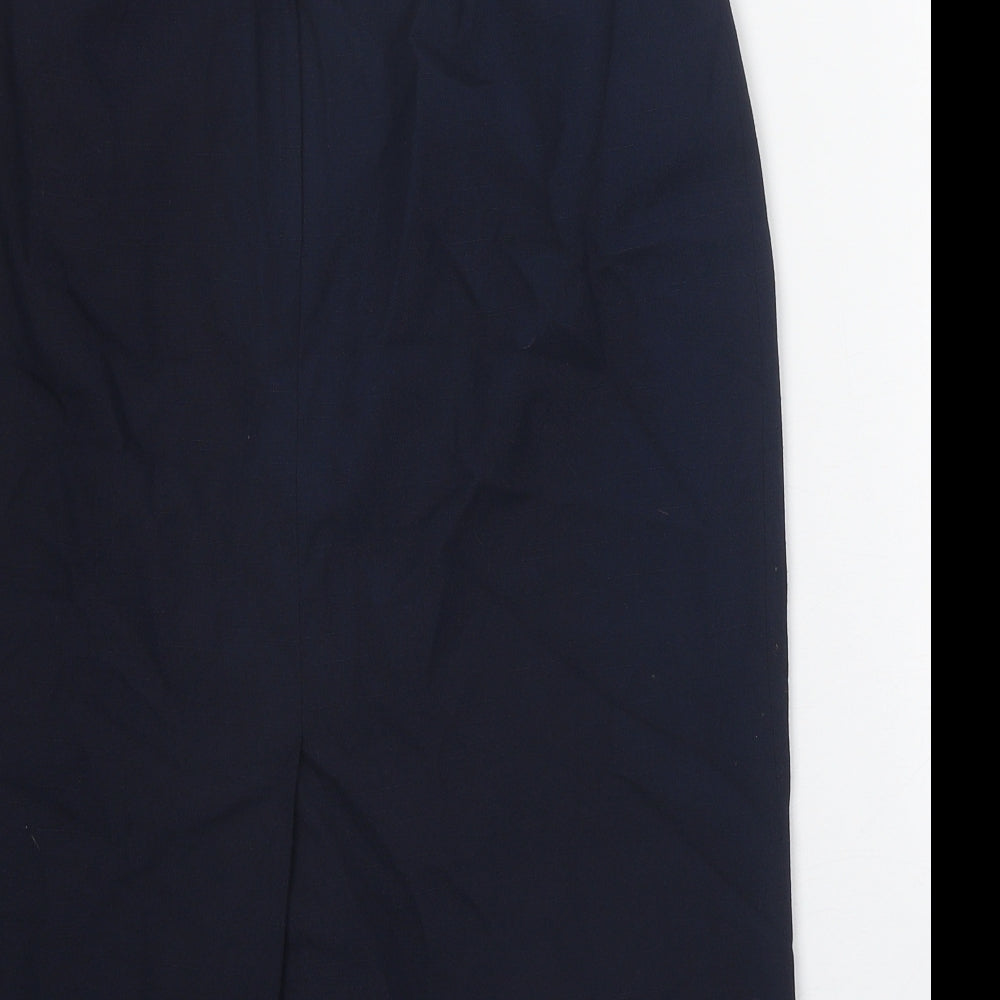 Preworn Womens Blue Polyester Straight & Pencil Skirt Size 8 Zip