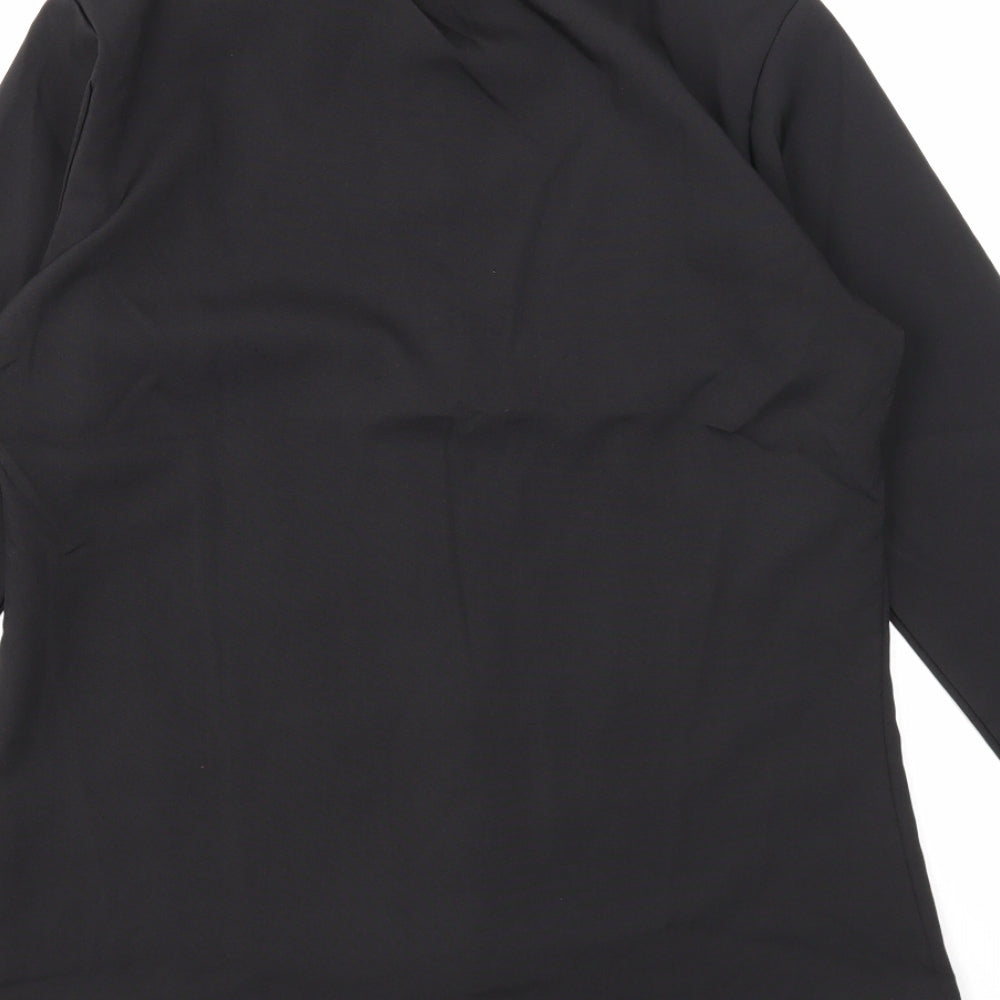 Preworn Womens Black Polyester Basic Button-Up Size M Round Neck