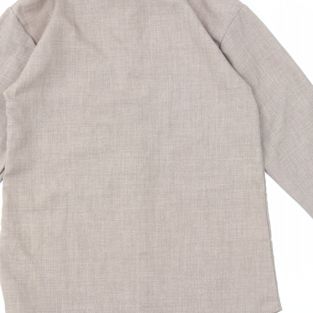 Preworn Womens Brown Polyester Basic Button-Up Size S Collared