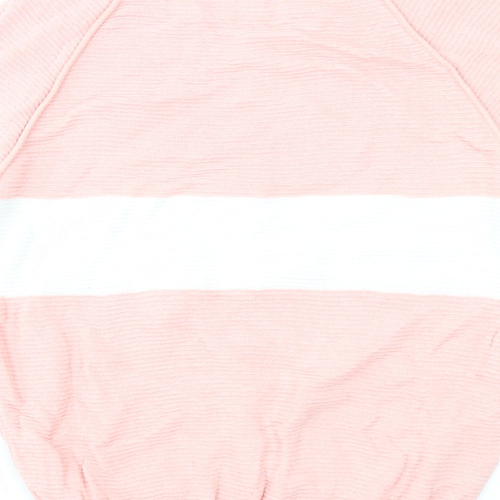 Broadcast Womens Pink Round Neck Acrylic Pullover Jumper Size M - Colourblock