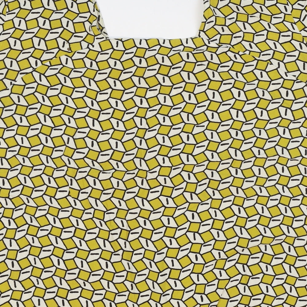 Zara Womens Yellow Geometric Polyester Basic T-Shirt Size M Sweetheart