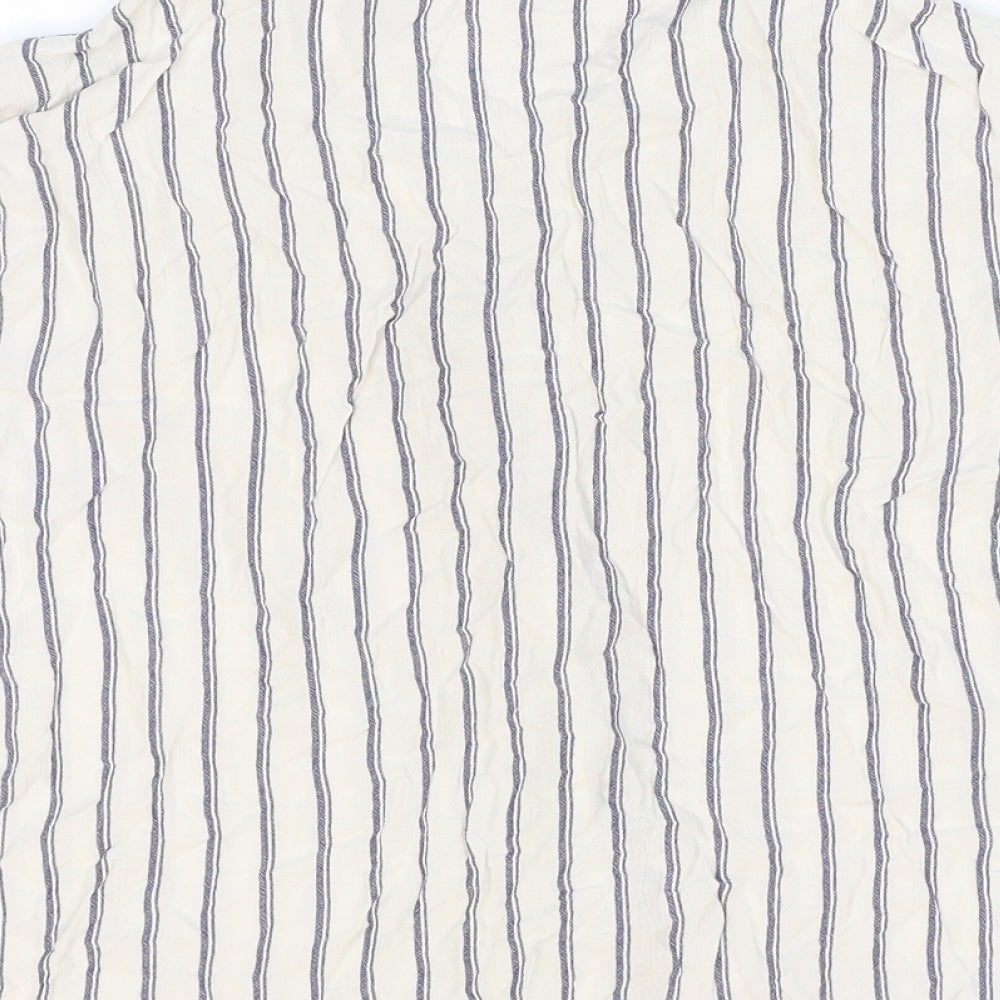 Love To Lounge Womens White Striped Viscose Basic Button-Up Size XS Collared