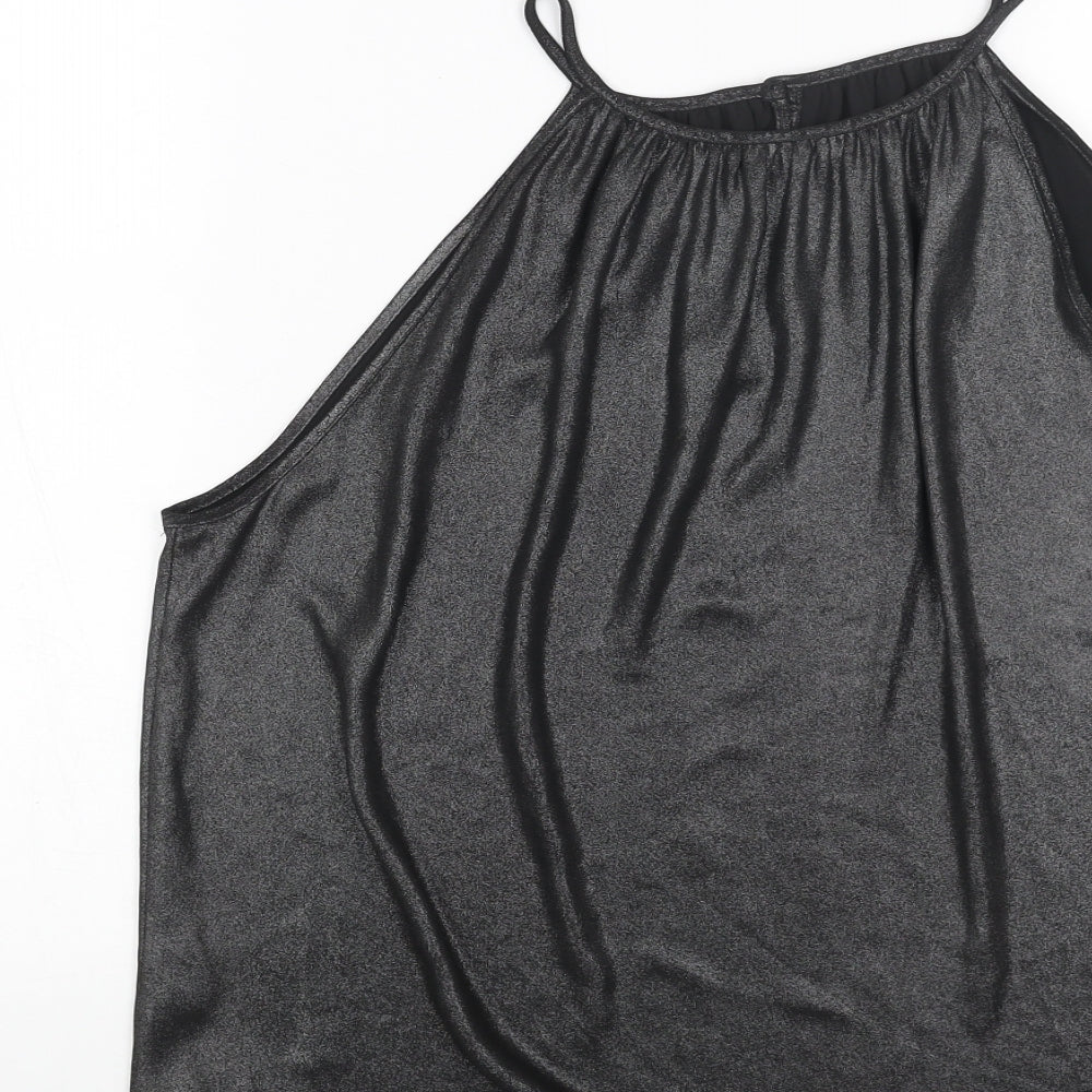 Warehouse Womens Silver Polyester Basic Tank Size L Scoop Neck