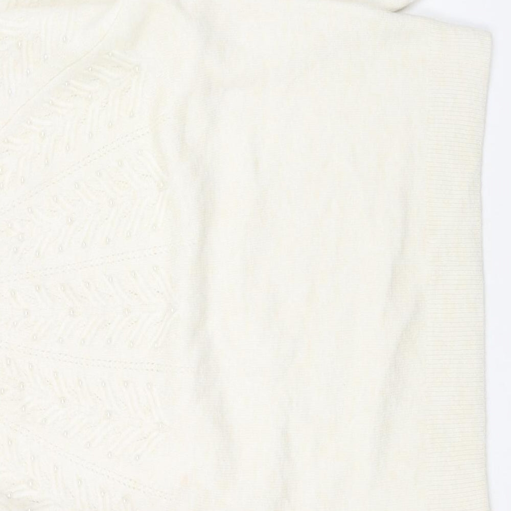 Preworn Womens White Round Neck Acrylic Pullover Jumper Size L