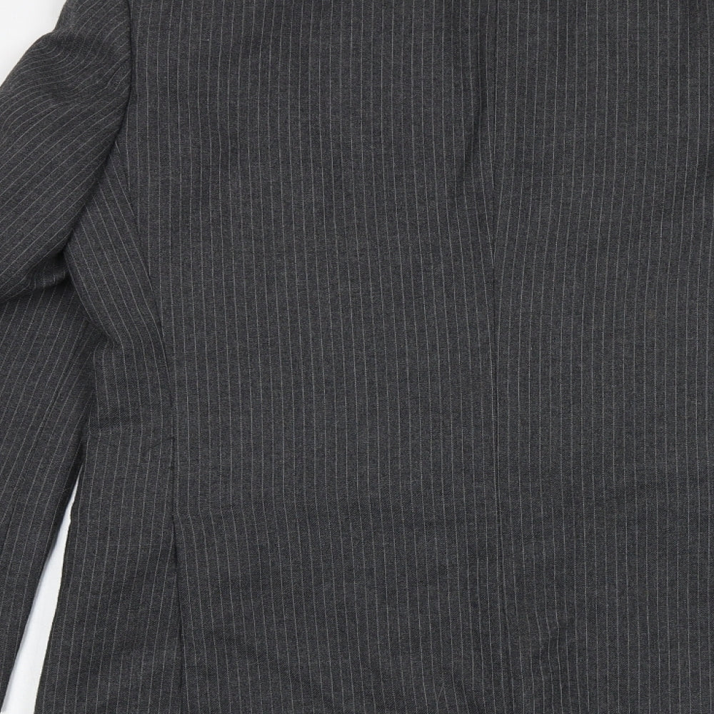 Canada Mens Grey Striped Wool Jacket Suit Jacket Size 40 Regular