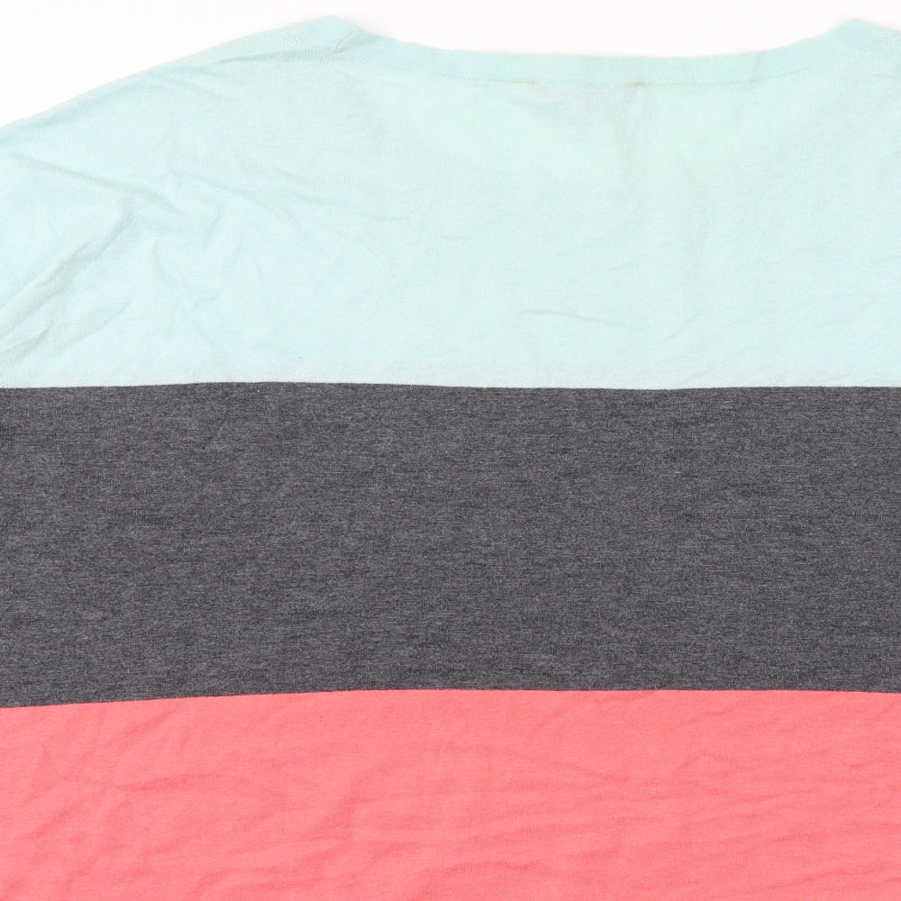 Great Plains Womens Multicoloured Striped Cotton Basic T-Shirt Size L Round Neck