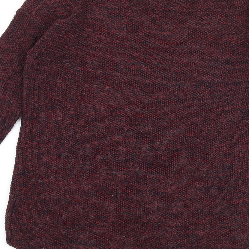 H&M Womens Red V-Neck Acrylic Pullover Jumper Size XS