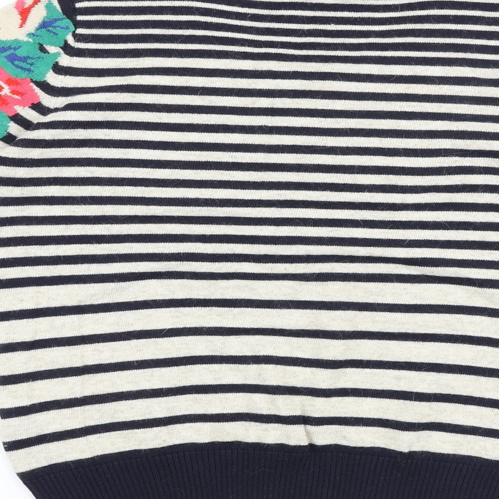 Marks & Spencer Womens Multicoloured Crew Neck Geometric Cotton Pullover Jumper Size 10 Pullover