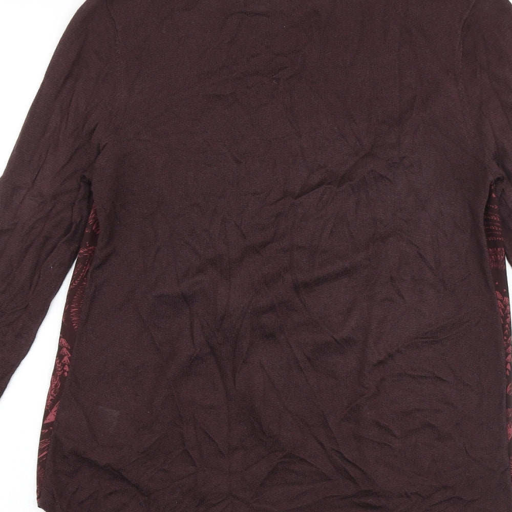 NEXT Womens Purple Crew Neck Geometric Acrylic Pullover Jumper Size 8 Pullover
