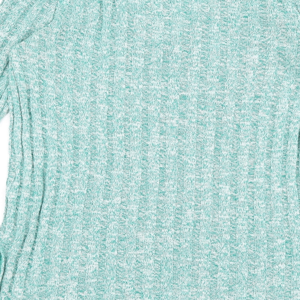 Topshop Womens Green V-Neck Acrylic Pullover Jumper Size 8